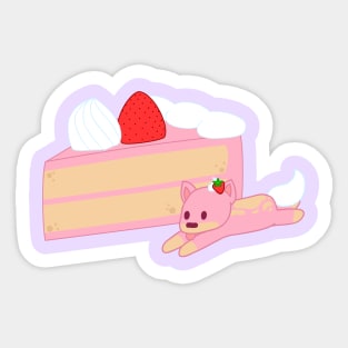 strawberry cake dog Sticker